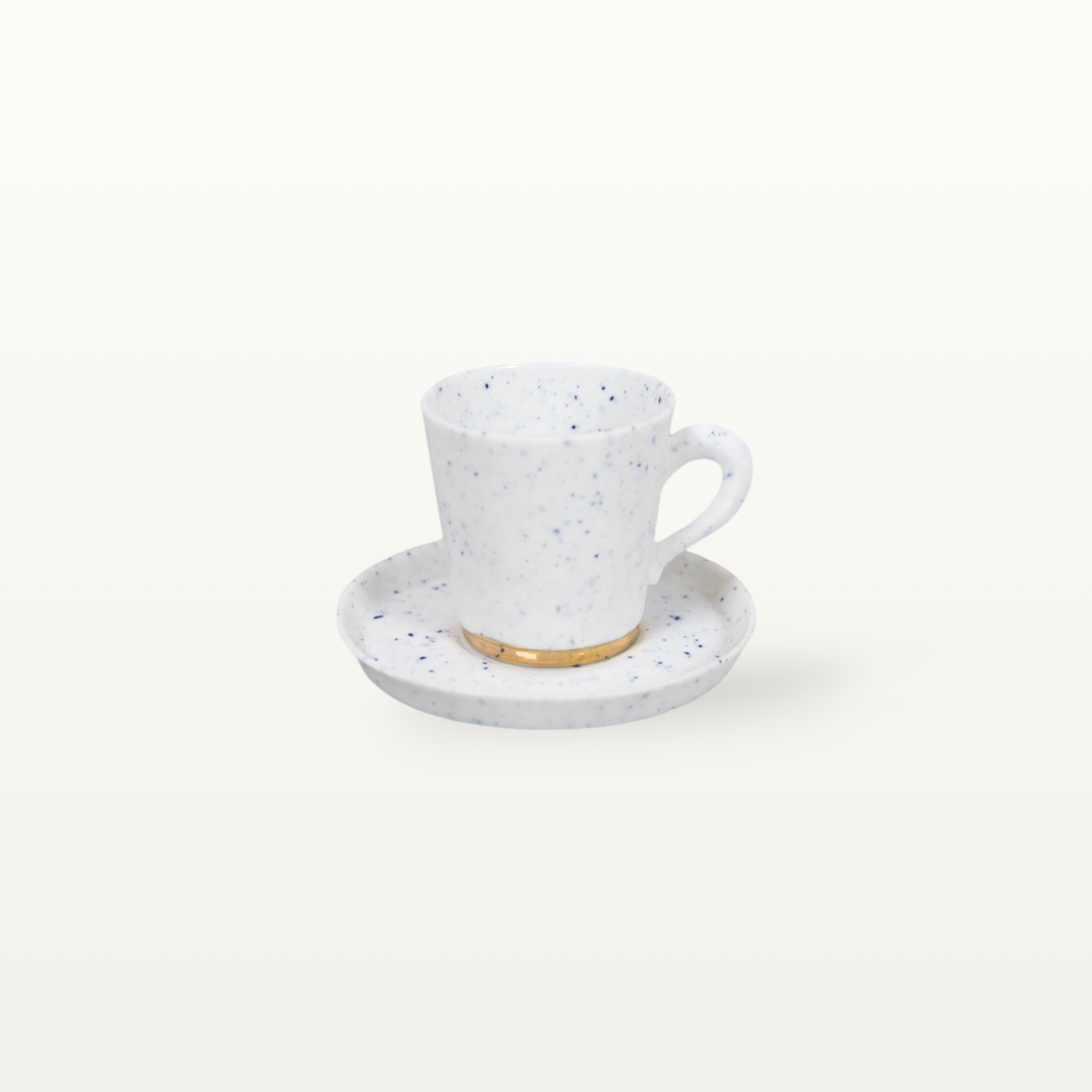 Porzellan Espressotasse und Unterteller - Gesprenkelt