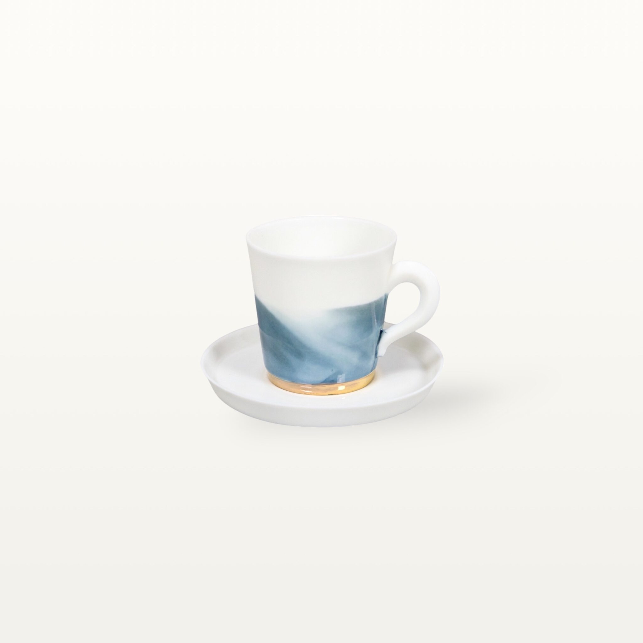 Porzellan Espressotasse und Unterteller - Blau