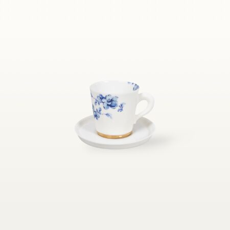 Porzellan Espressotasse und Unterteller - Blumen