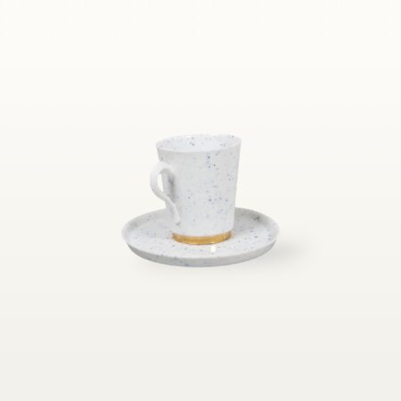 Kleine Tasse und Unterteller aus Porzellan - Gesprenkelt – Bild 4