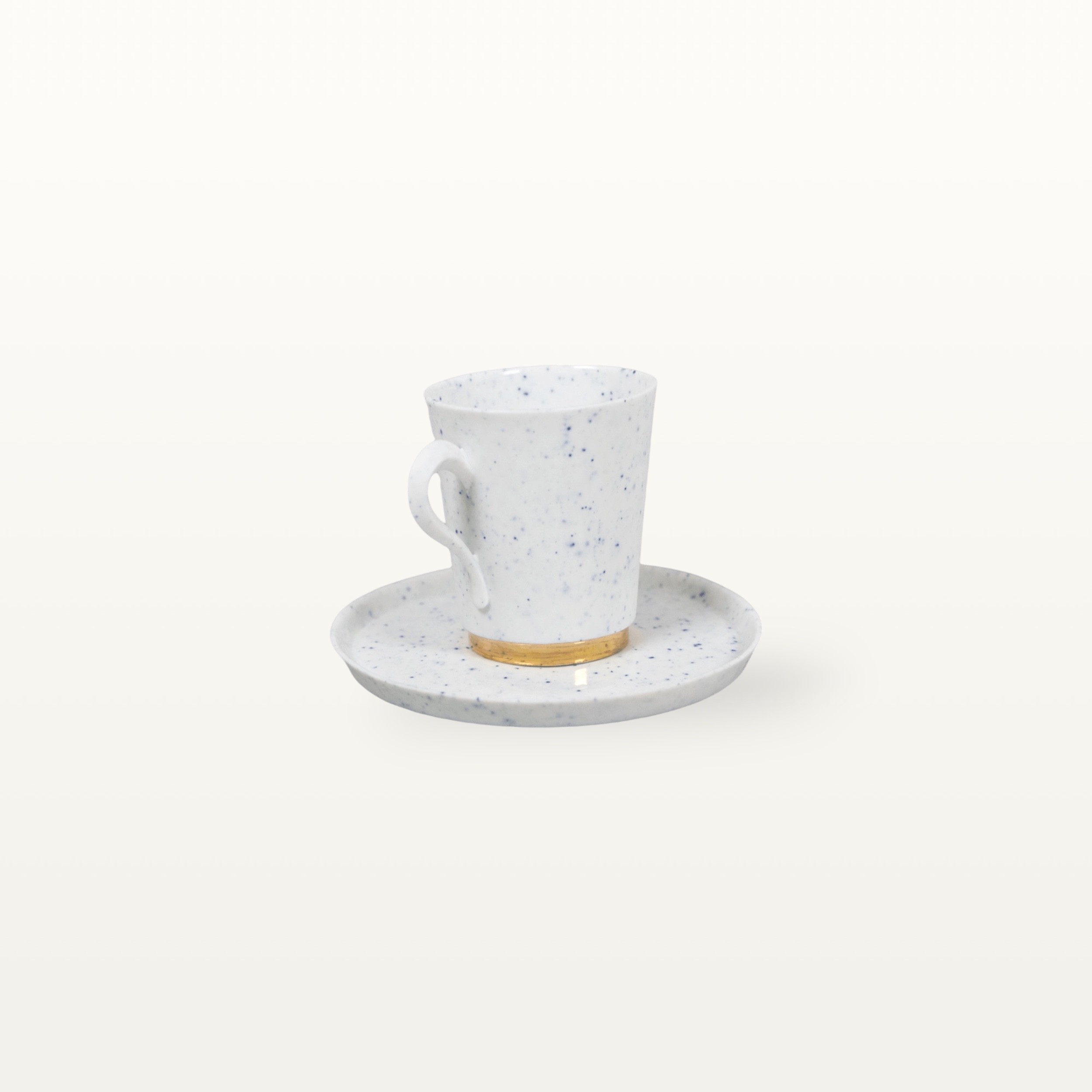 Kleine Tasse und Unterteller aus Porzellan - Gesprenkelt – Bild 4
