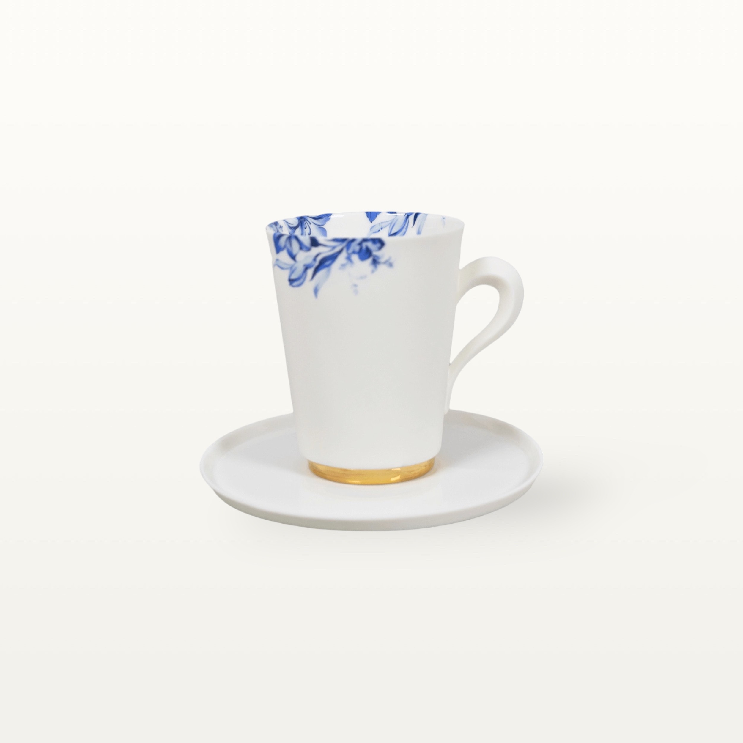 Mittlere Porzellantasse mit Untertasse - Blumen 1 Mittlere Porzellantasse mit Untertasse - Blumen