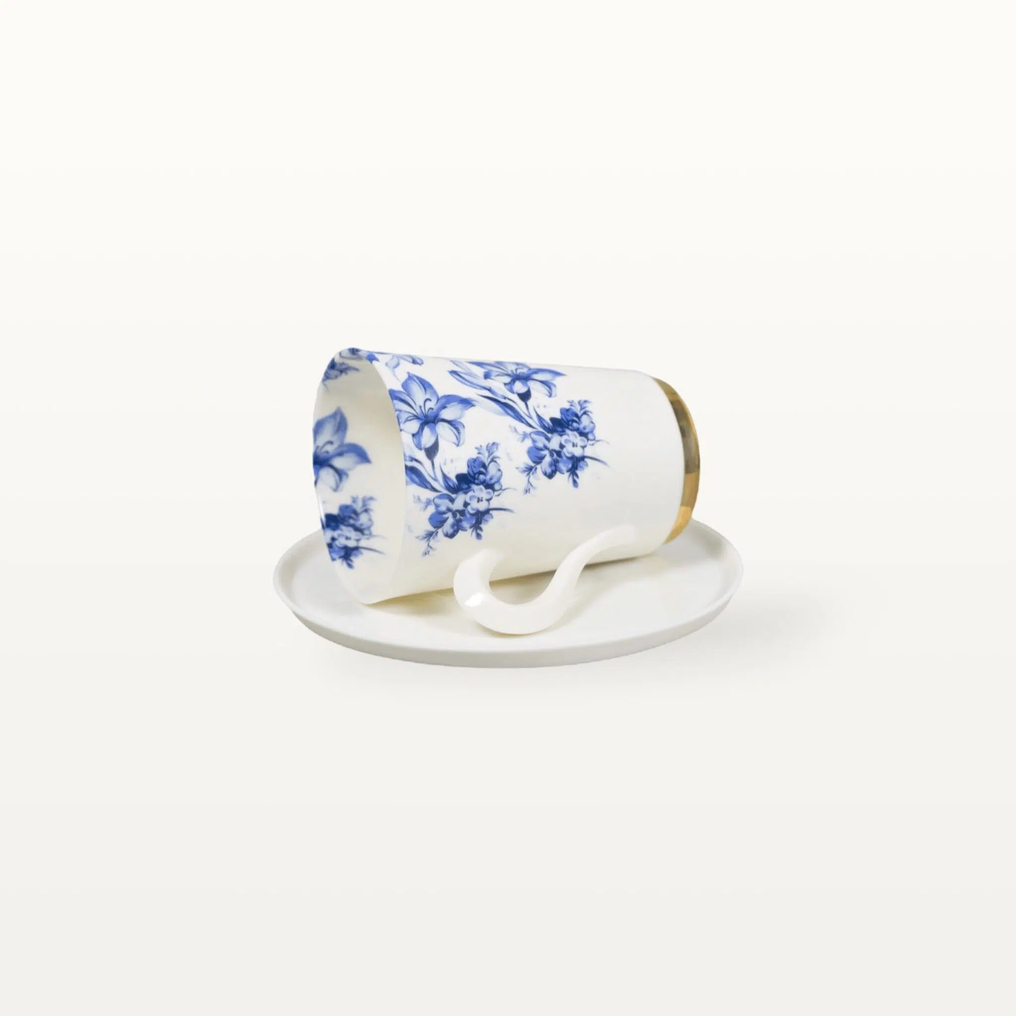 Mittlere Porzellantasse mit Untertasse - Blumen 5 Mittlere Porzellantasse mit Untertasse - Blumen – Bild 5