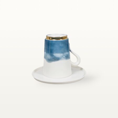 Mittlere Porzellantasse mit Untertasse - Blau 6 Mittlere Porzellantasse mit Untertasse - Blau – Bild 3