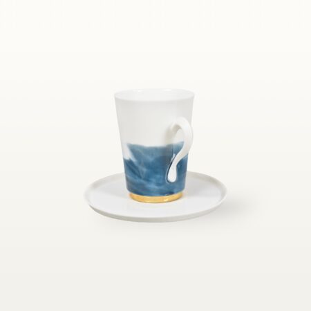 Mittlere Porzellantasse mit Untertasse - Blau 7 Mittlere Porzellantasse mit Untertasse - Blau – Bild 4