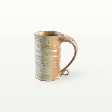 Gerade, hohe Keramiktasse - weiß und braun