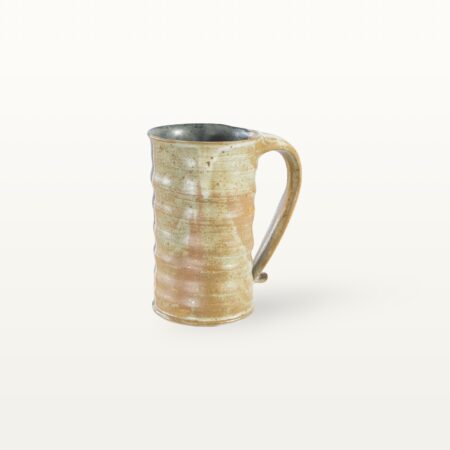 Gerade, hohe Keramiktasse - weiß und blau