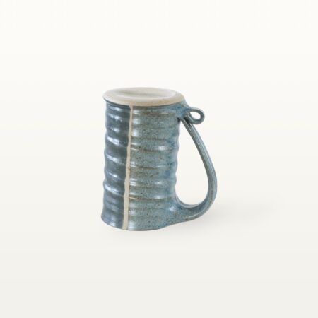 Gerade, hohe Keramiktasse - blau und schwarz – Bild 3