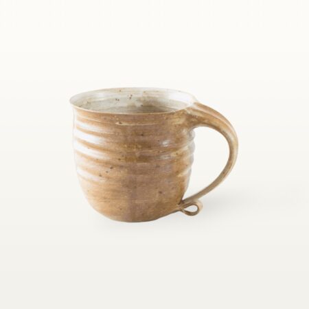 Große, natürliche Keramiktasse - weiß und braun