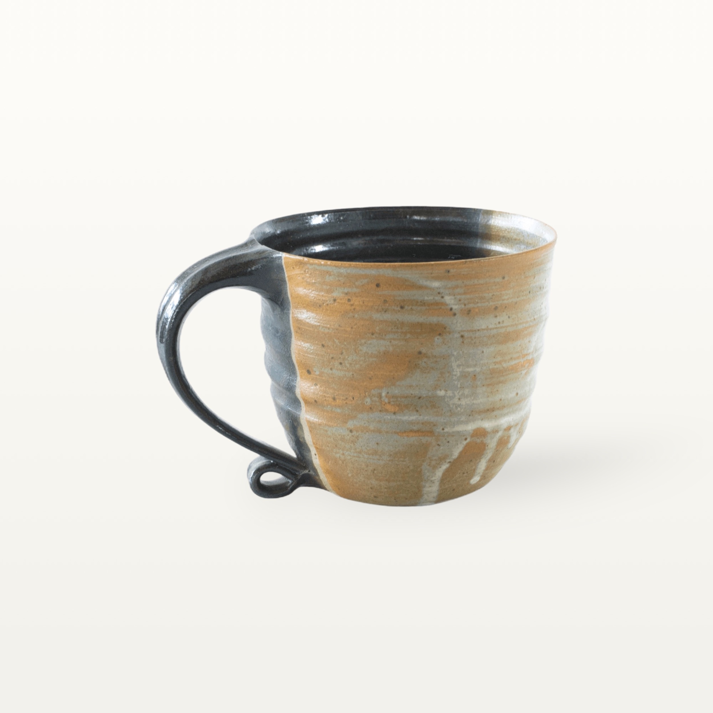 Alternative view of Große, natürliche Keramiktasse - weiß und schwarz