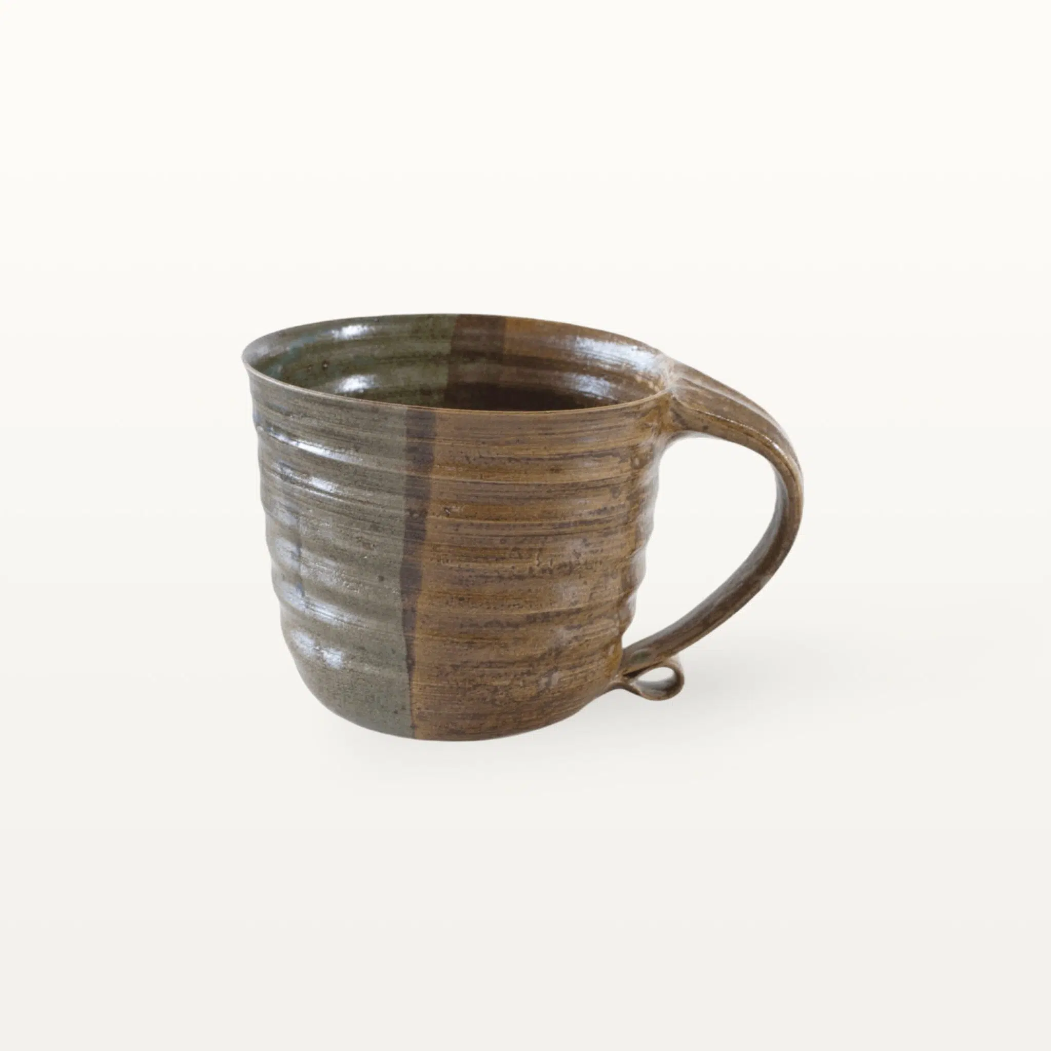 Große, natürliche Keramiktasse - blau und braun 10