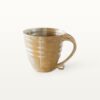 Große bauchige Tasse mit schmalem Fuß - weiß und braun 11