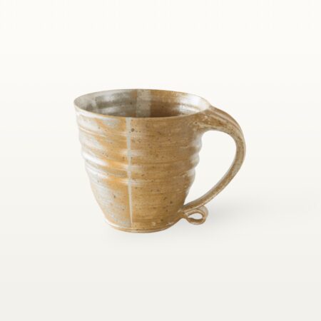 Große bauchige Tasse mit schmalem Fuß - weiß und braun