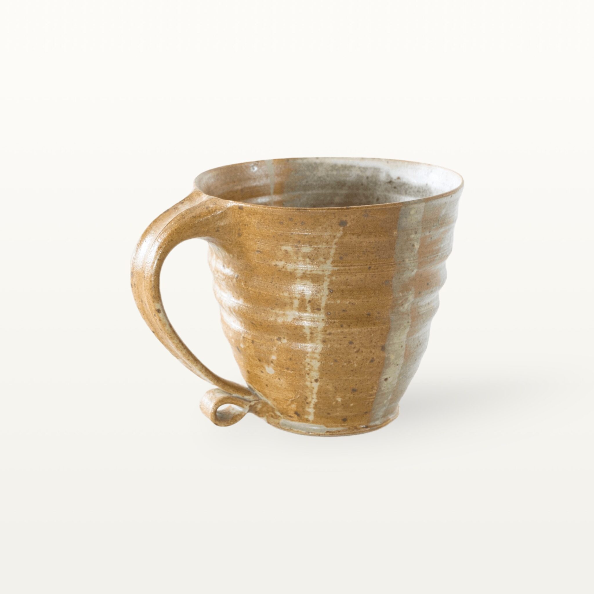 Große bauchige Tasse mit schmalem Fuß - weiß und braun 2 Große bauchige Tasse mit schmalem Fuß - weiß und braun – Bild 2