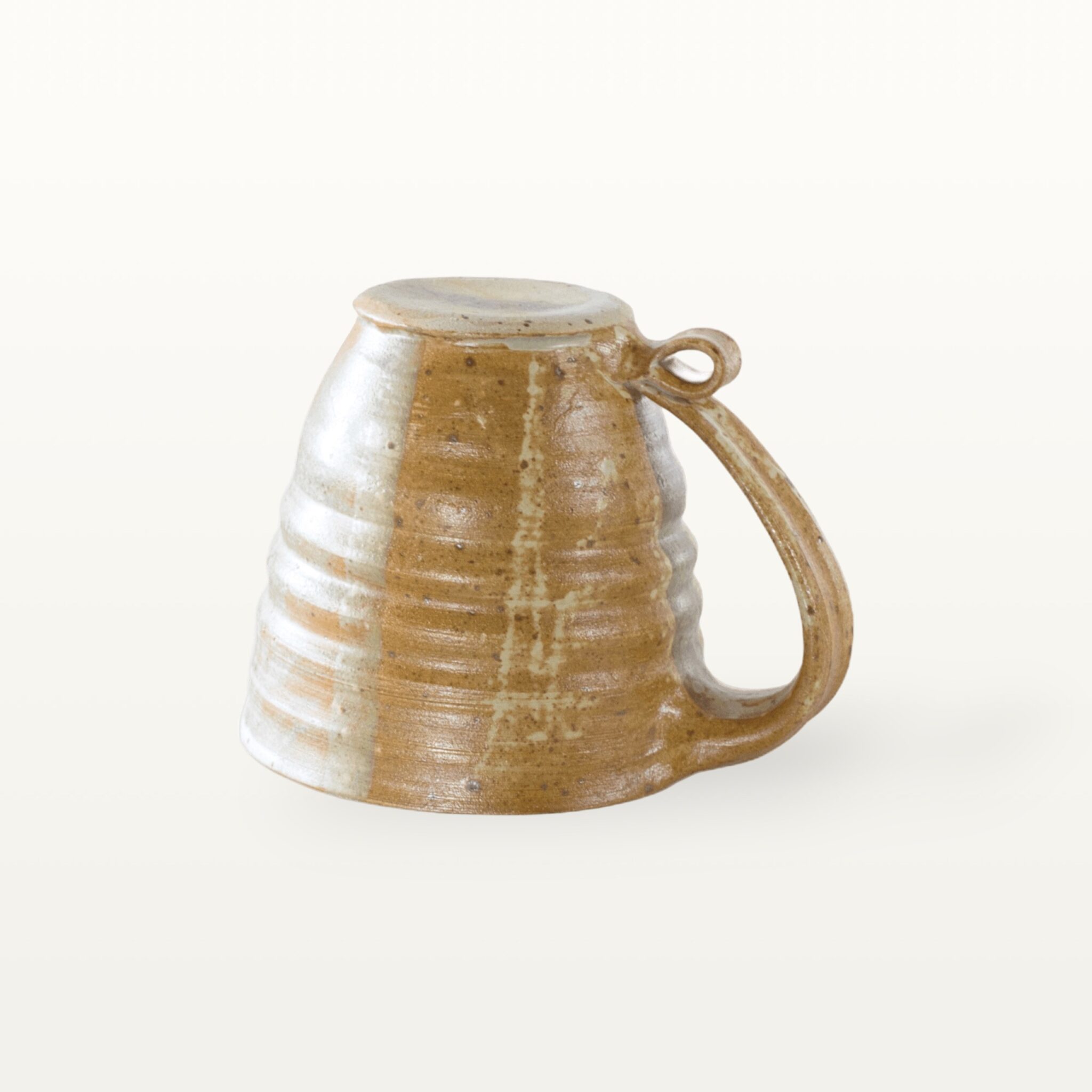 Große bauchige Tasse mit schmalem Fuß - weiß und braun 3 Große bauchige Tasse mit schmalem Fuß - weiß und braun – Bild 3