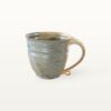 Große bauchige Tasse mit schmalem Fuß - weiß und blau 11