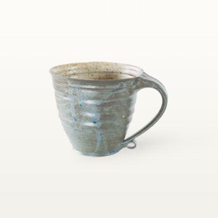 Große bauchige Tasse mit schmalem Fuß - blau und braun