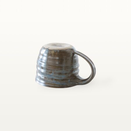 Flache, bauchige Tasse in rustikaler Optik - blau – Bild 3