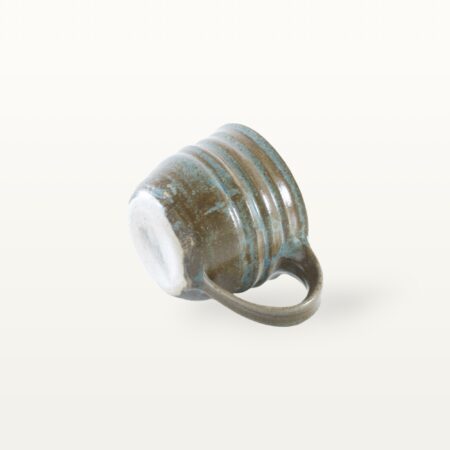 Flache, bauchige Tasse in rustikaler Optik - blau – Bild 5