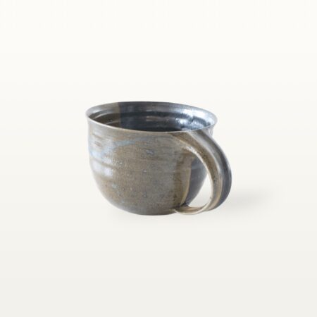Flache, bauchige Tasse in rustikaler Optik - blau und schwarz – Bild 3