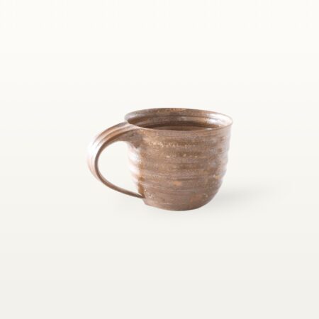Flache, bauchige Tasse in rustikaler Optik - braun – Bild 3