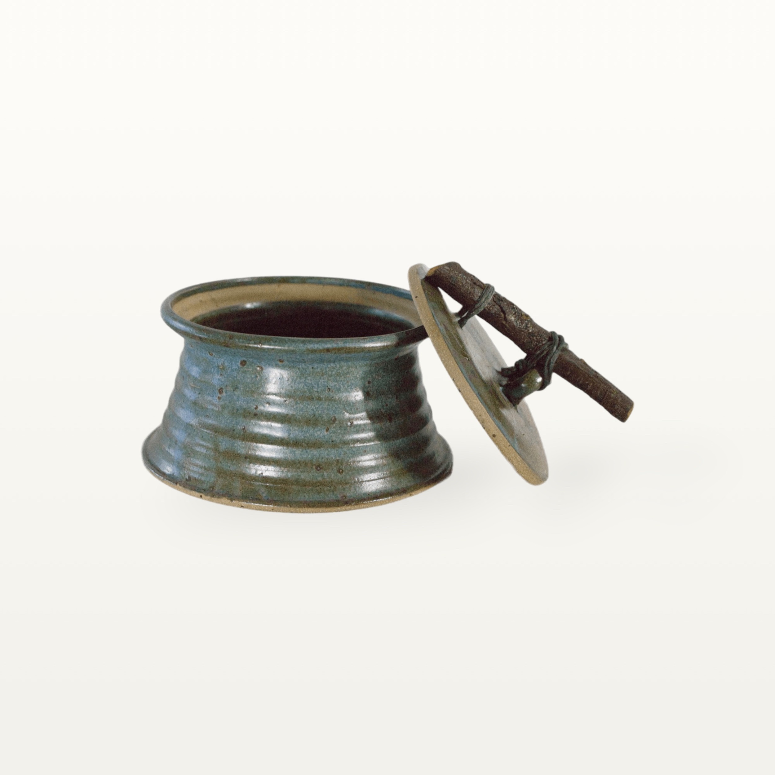 Alternative view of Natürliche Dose mit Holzgriff und Deckel - Blau