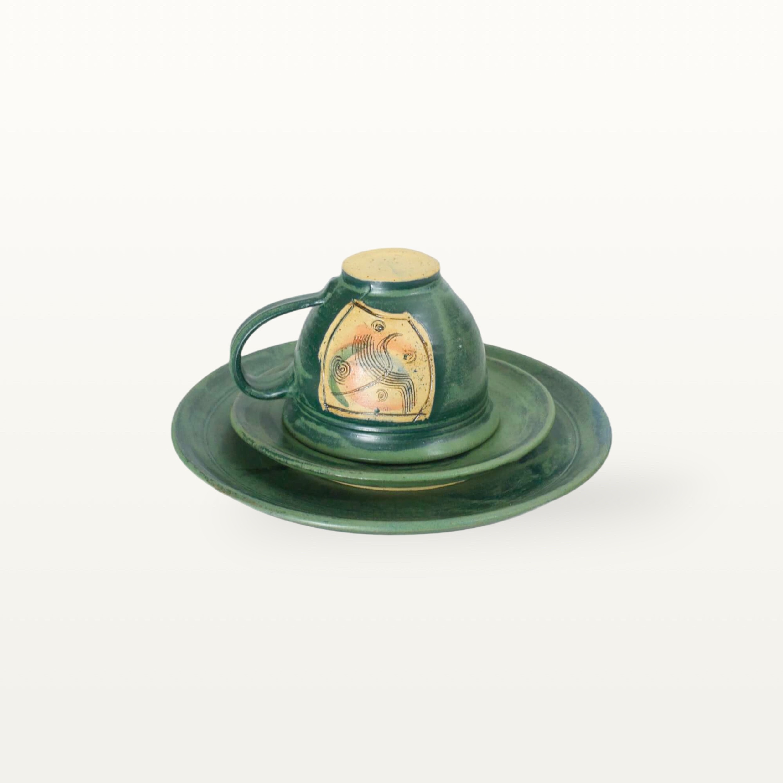 Alternative view of kleine Tasse mit Unterteller und Frühstücksteller - Aquarell