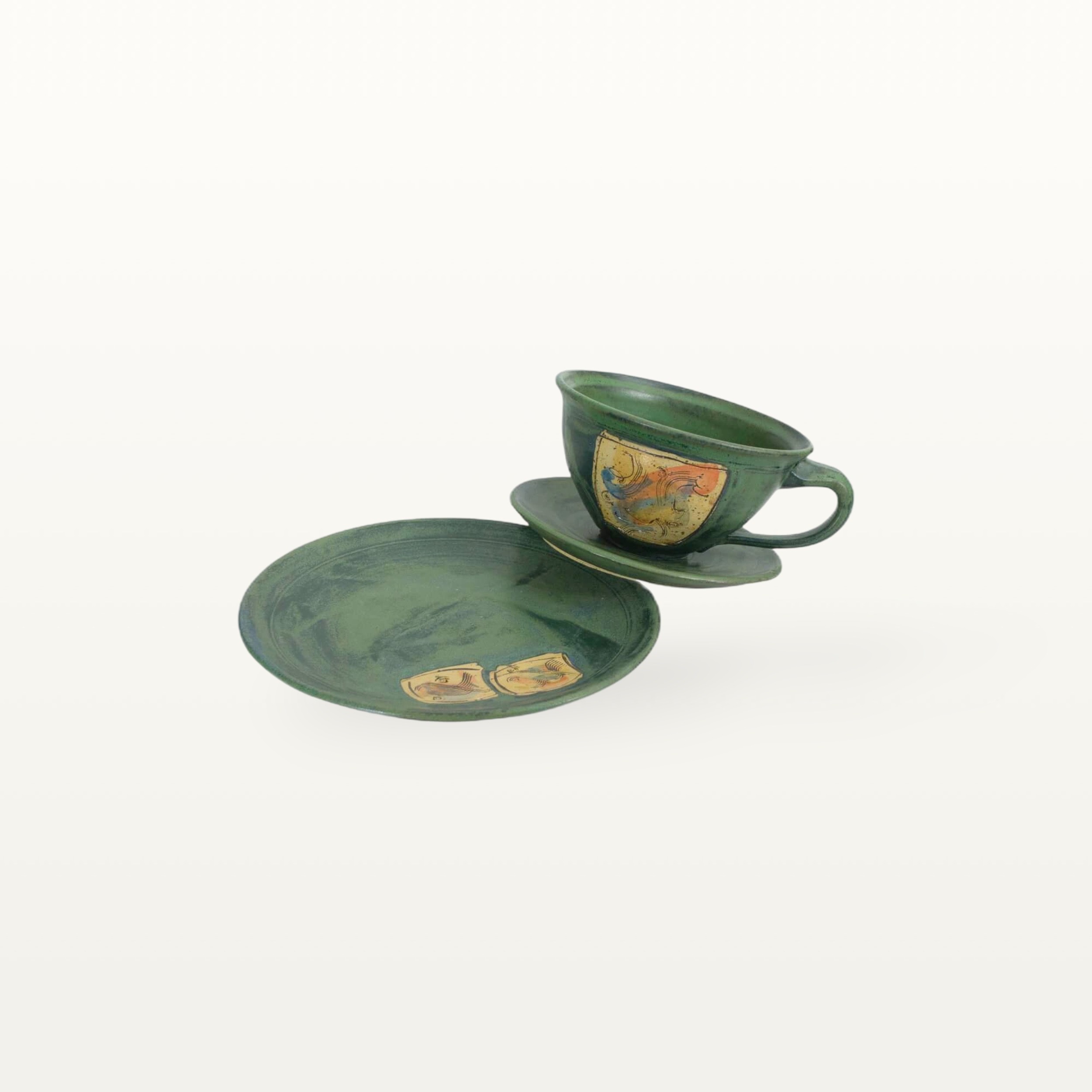 Alternative view of große Tasse mit Unterteller und Frühstücksteller - Aquarell