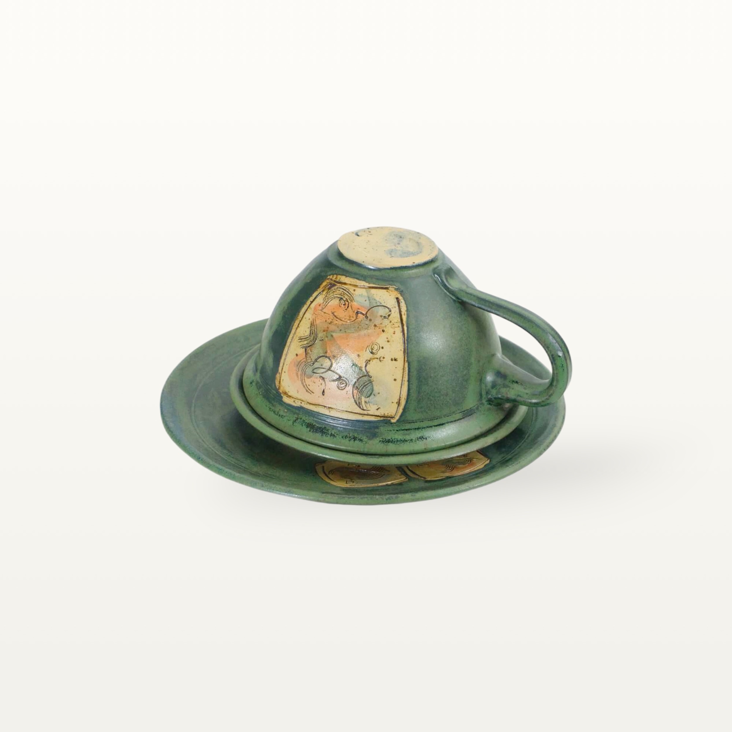 große Tasse mit Unterteller und Frühstücksteller - Aquarell 5 große Tasse mit Unterteller und Frühstücksteller - Aquarell – Bild 5