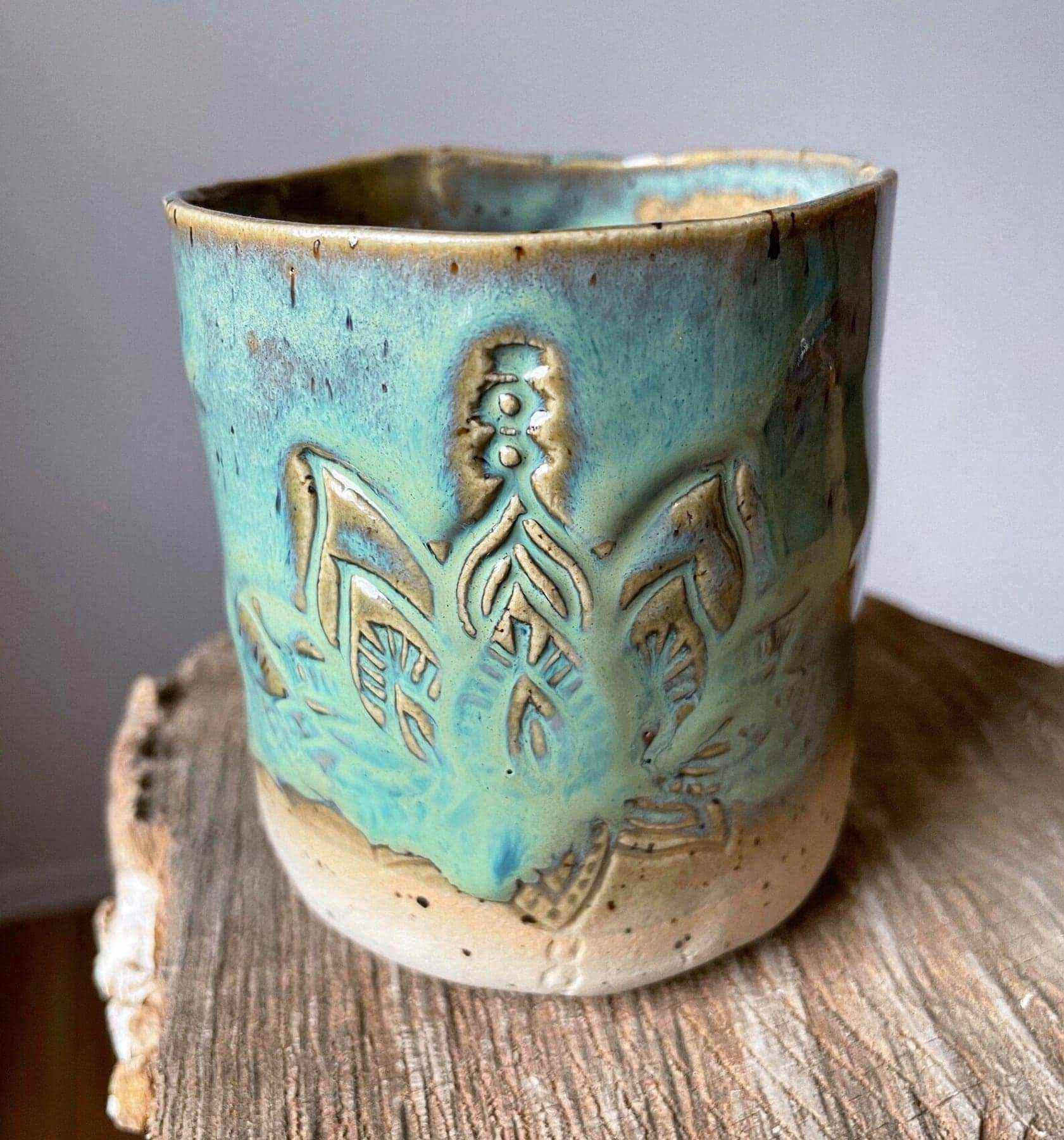 handgemachte Tasse Lotus - Türkis 4 handgemachte Tasse Lotus - Türkis – Bild 4