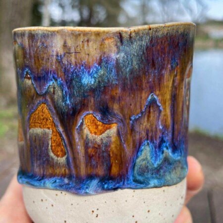 getöpferter Becher Lotus - Blau 10 getöpferter Becher Lotus - Blau – Bild 3