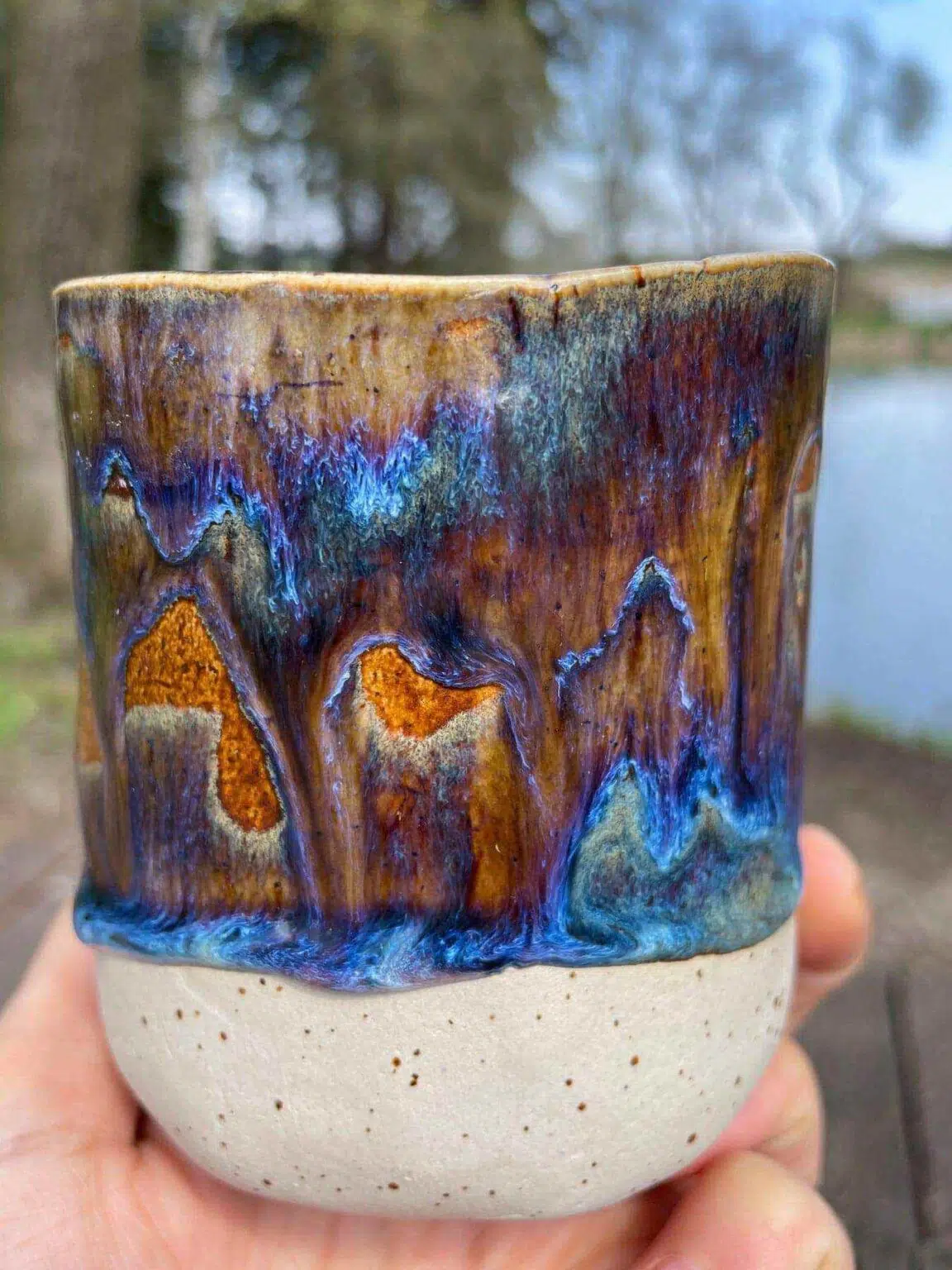 getöpferter Becher Lotus - Blau 3 getöpferter Becher Lotus - Blau – Bild 3