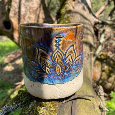 getöpferter Becher Lotus - Blau 12 getöpferter Becher Lotus - Blau – Bild 5