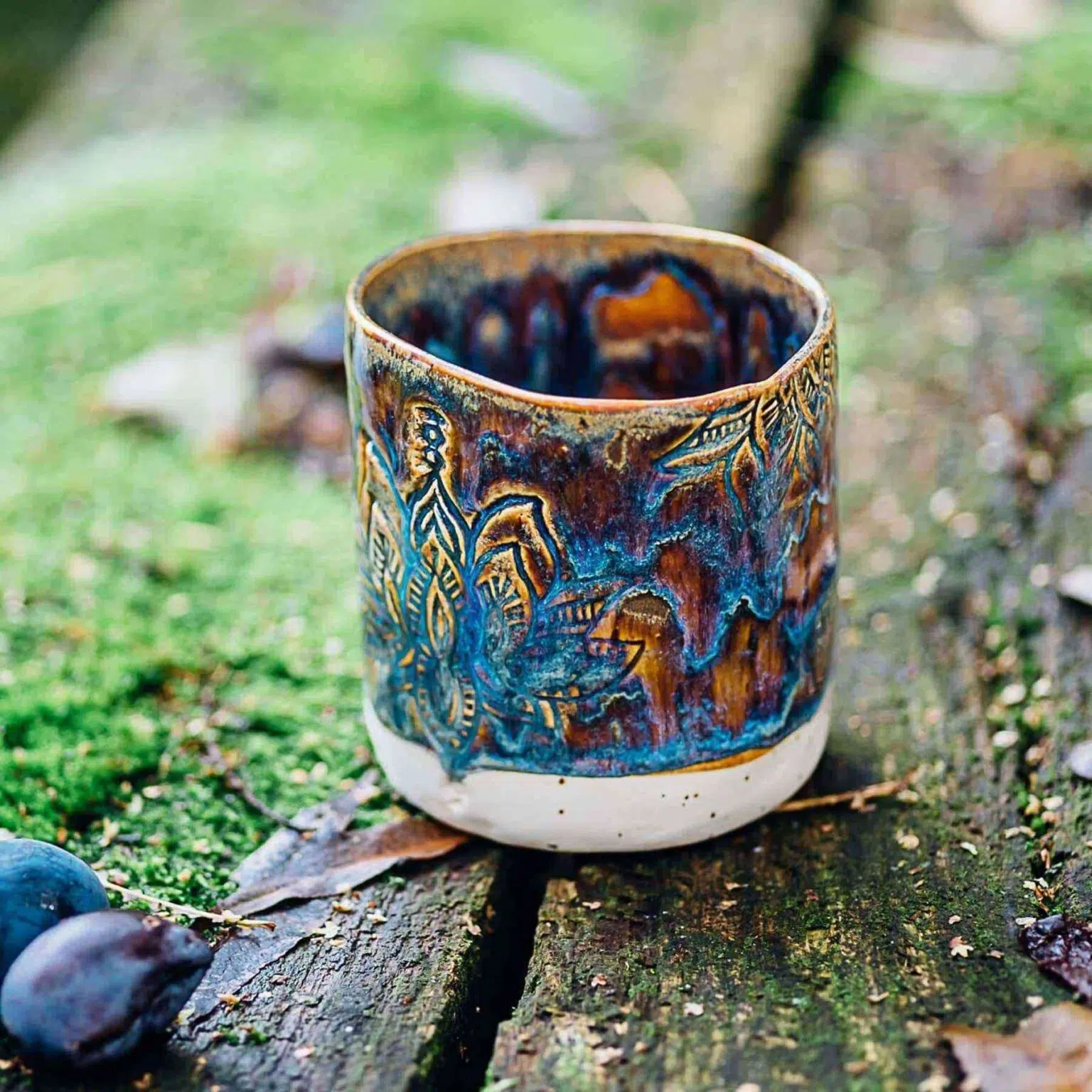 getöpferter Becher Lotus - Blau 6 getöpferter Becher Lotus - Blau – Bild 6