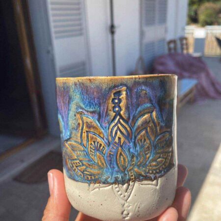getöpferter Becher Lotus - Blau 14 getöpferter Becher Lotus - Blau – Bild 7