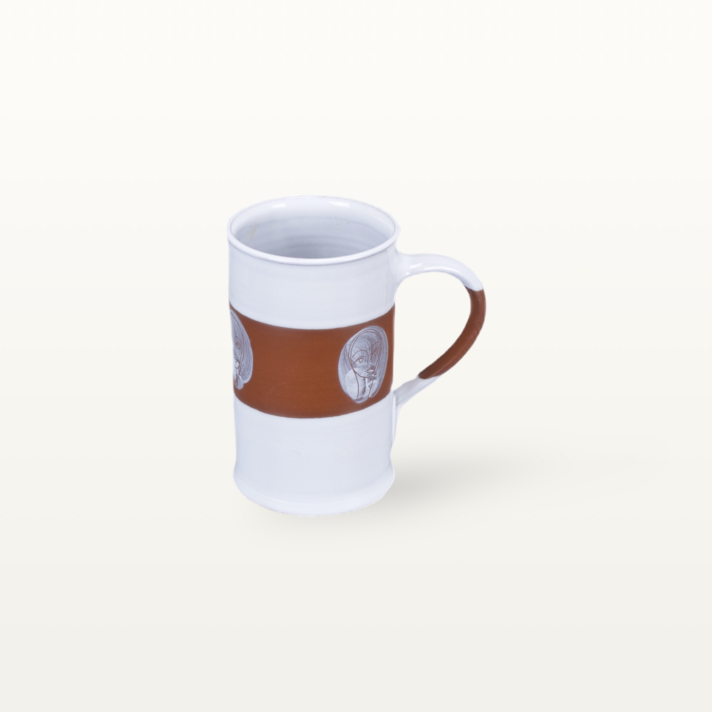elegante Kaffeetasse "Gesichtspunkte" - Terrakottaband 1 elegante Kaffeetasse "Gesichtspunkte" - Terrakottaband