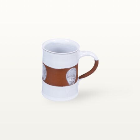 Kleine Keramik Tasse "Gesichtspunkte" - Terrakottaband
