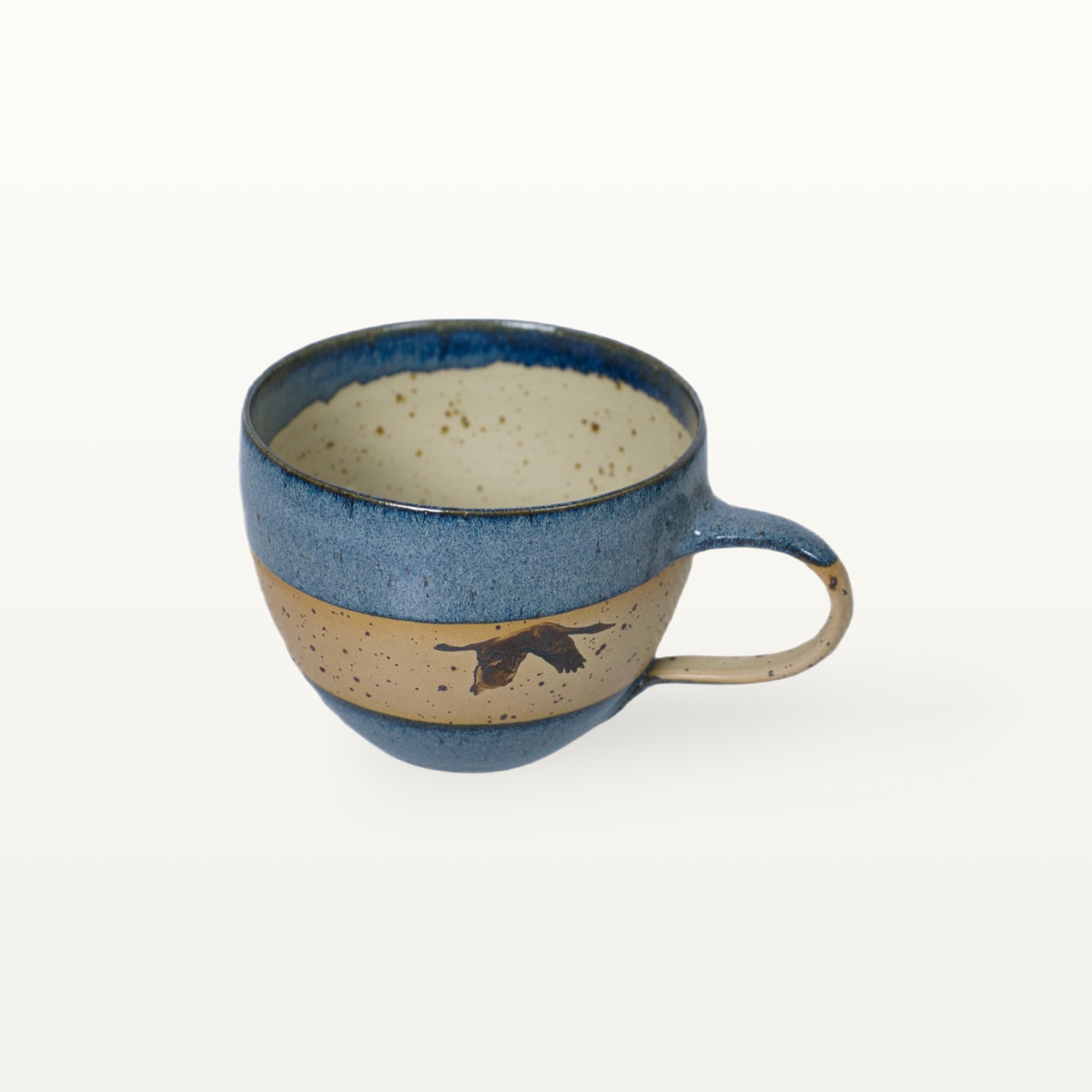 große Milchkaffee- / Teetasse mit Kranichmotiv