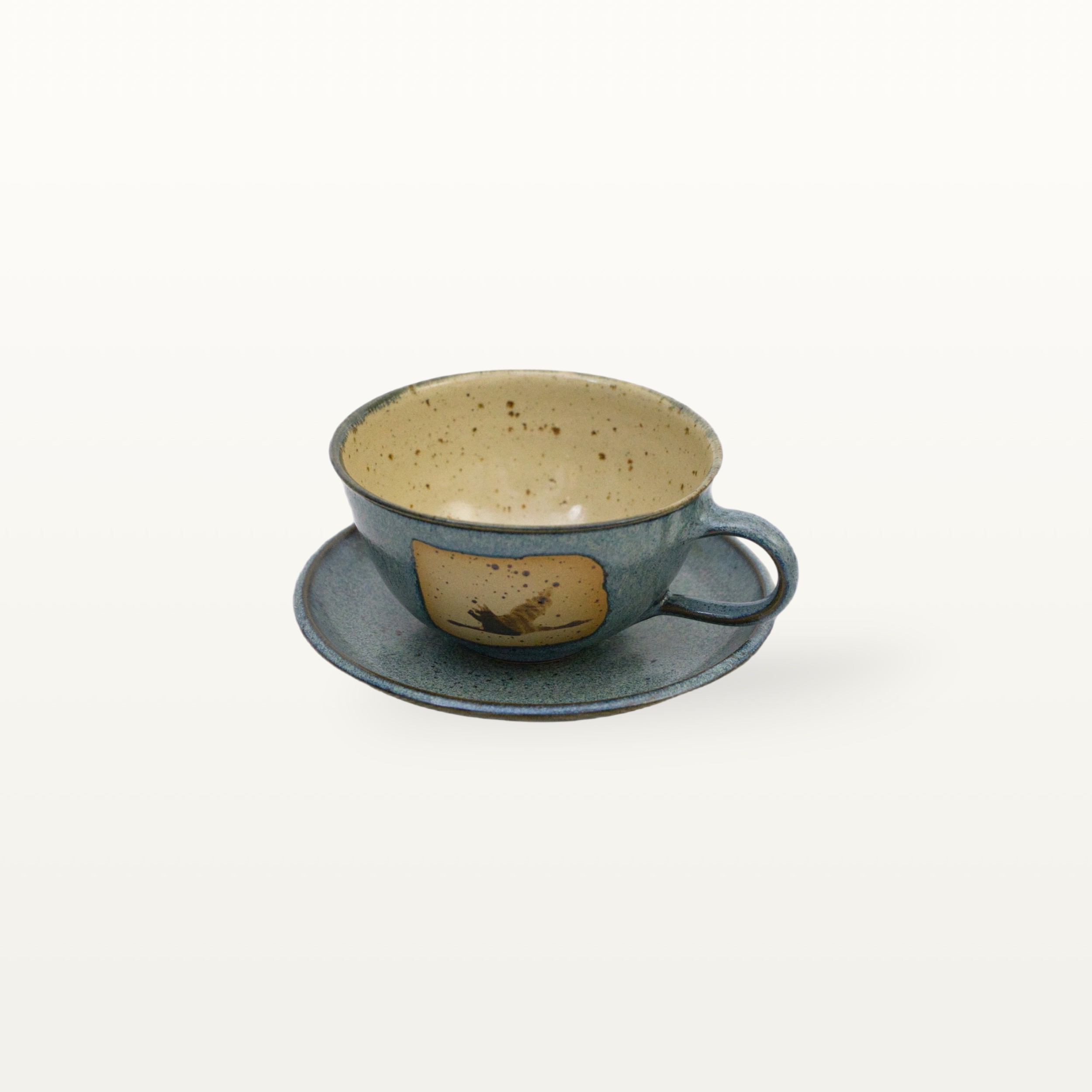 Set Untertasse & Teetasse mit Kranichmotiv