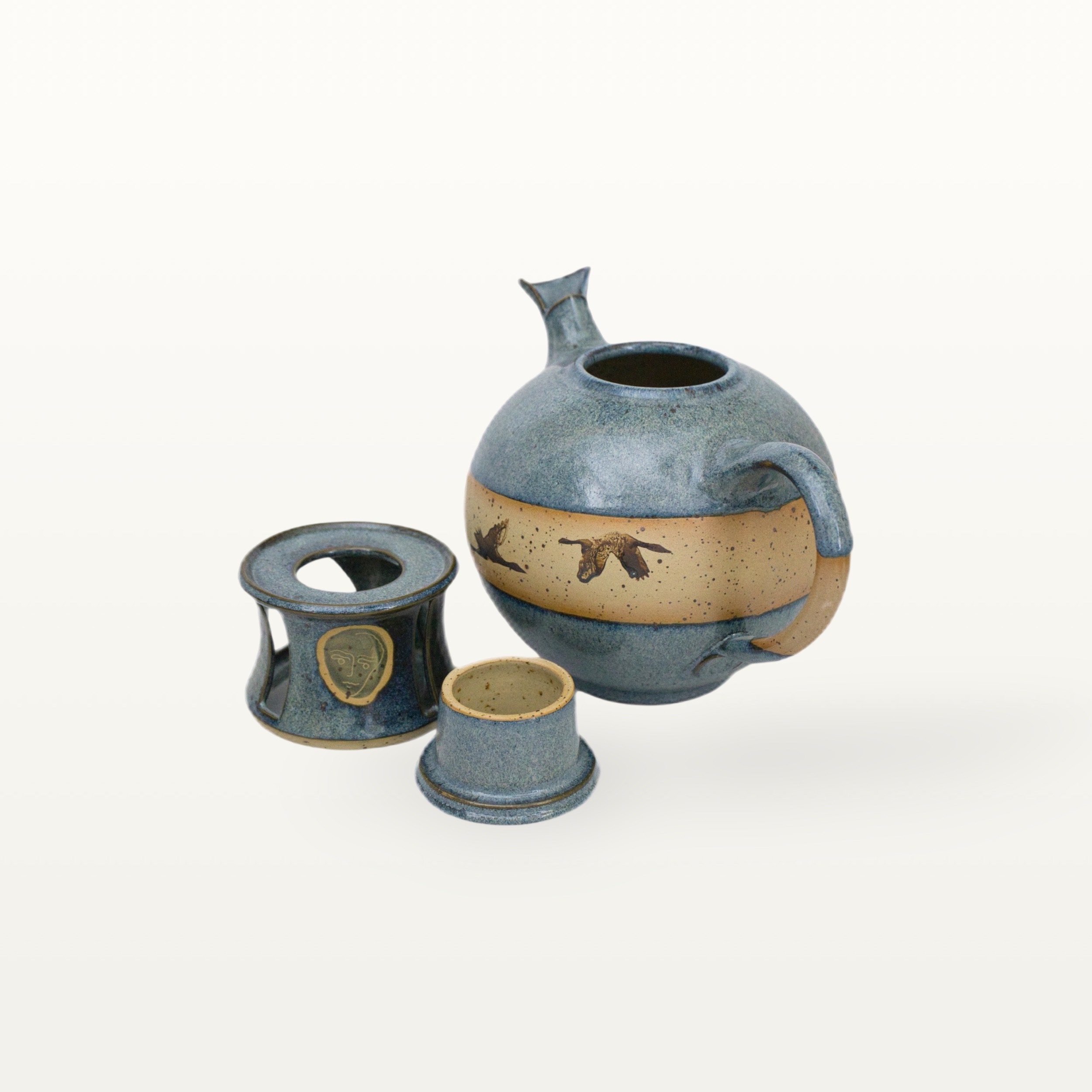 Bauchige Teekanne mit Kranichmotiv und Stövchen 5 Bauchige Teekanne mit Kranichmotiv und Stövchen – Bild 5