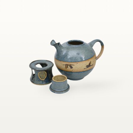 Bauchige Teekanne mit Kranichmotiv und Stövchen 11 Bauchige Teekanne mit Kranichmotiv und Stövchen – Bild 6