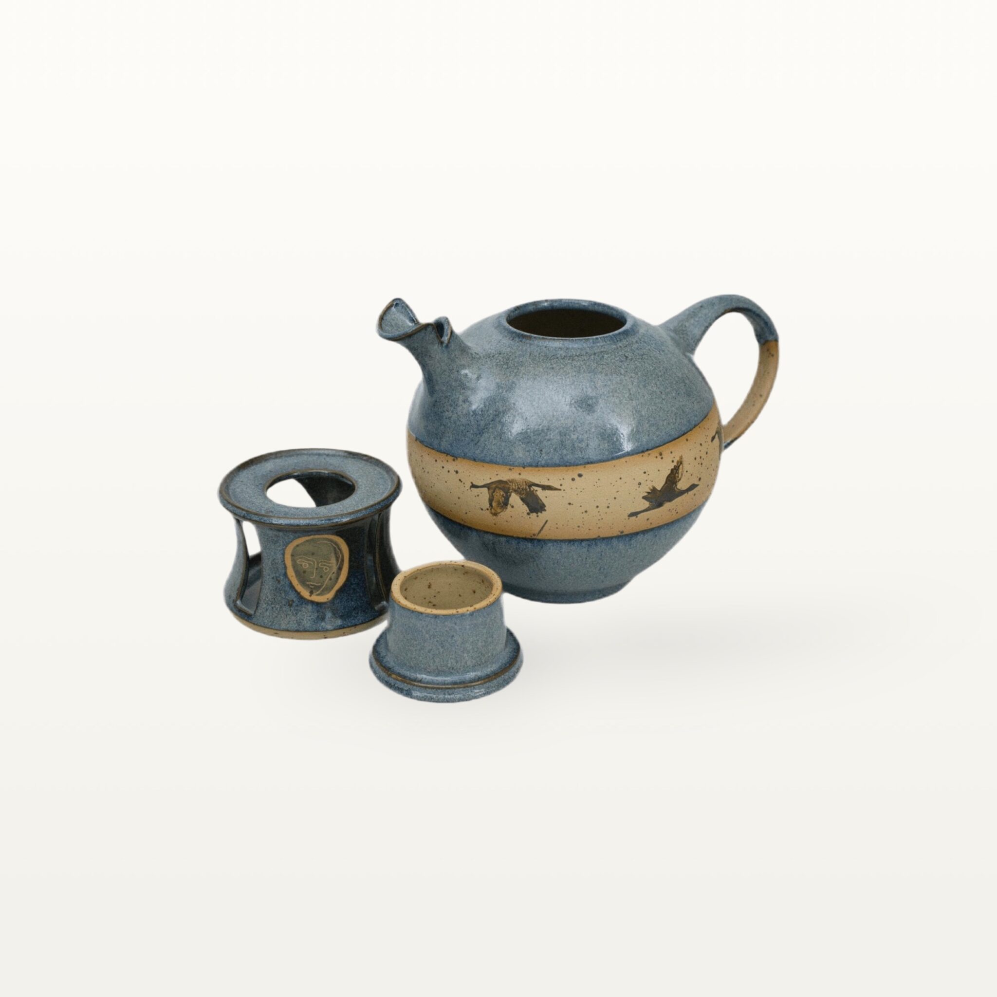 Bauchige Teekanne mit Kranichmotiv und Stövchen 6 Bauchige Teekanne mit Kranichmotiv und Stövchen – Bild 6