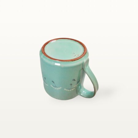 Salbeifarbener Kaffeepott mit Pusteblume – Bild 6