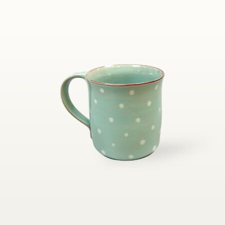 Salbeifarbener Kaffeepott mit Pünktchen – Bild 5