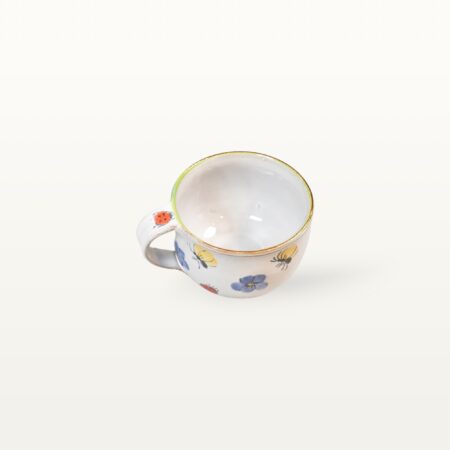 Kaffeetasse mit schöner Insekten- und Blumenmalerei – Bild 4