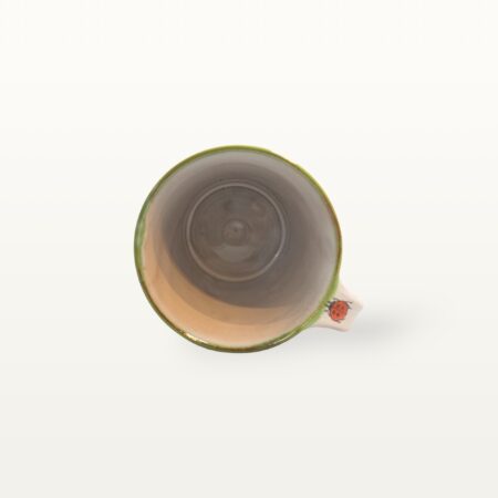 Mittelgroße Tasse mit Blumen und Insekten bemalt – Bild 5