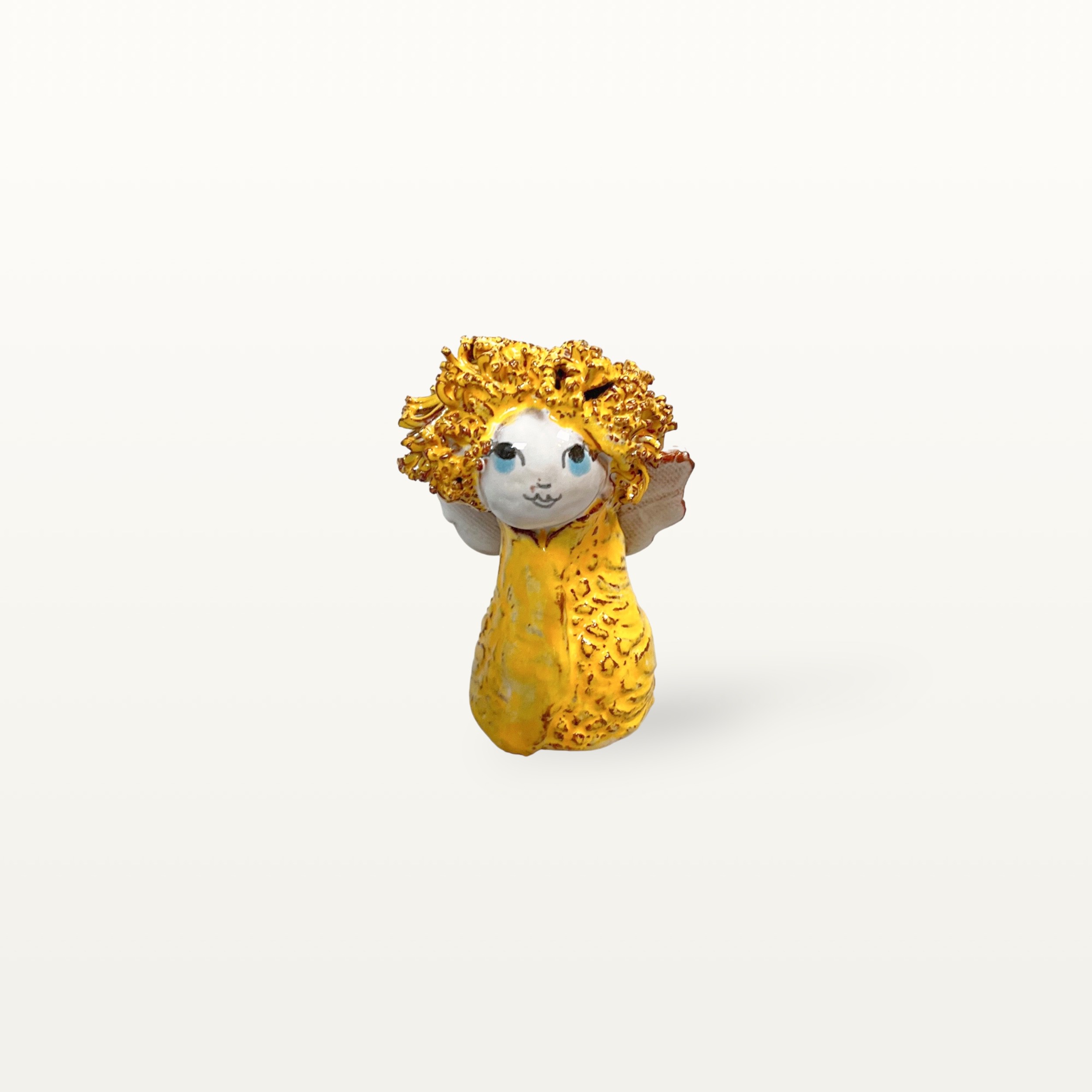 Kleine, gelbe Schutzengel Figur aus Keramik 1 Kleine, gelbe Schutzengel Figur aus Keramik