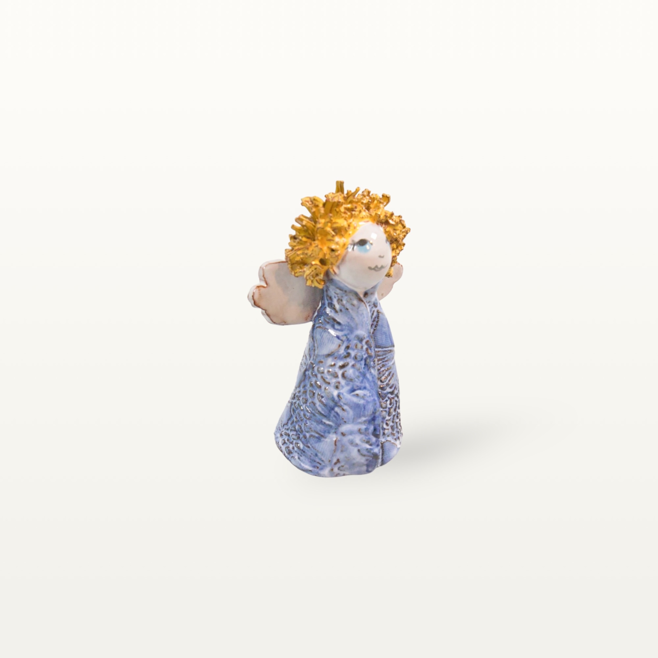 Mittelgroße, blaue Schutzengel Figur aus Keramik 2 Mittelgroße, blaue Schutzengel Figur aus Keramik – Bild 2