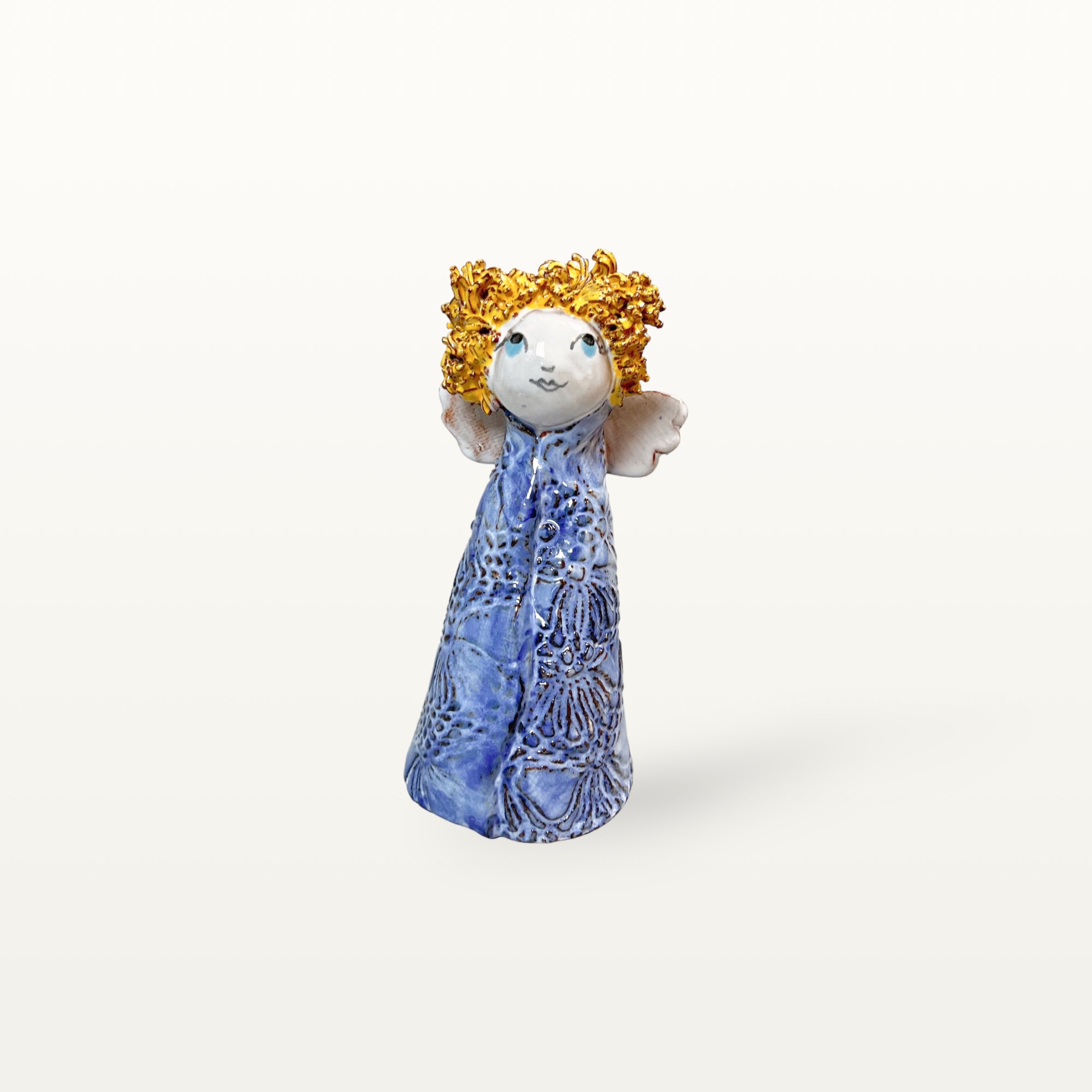 Große, blaue Schutzengel Figur aus Keramik 4 Große, blaue Schutzengel Figur aus Keramik – Bild 4