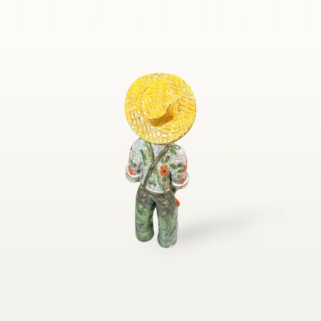 Handgemachte Keramik Figur als Gärtner mit Blumenstrauß – Bild 5